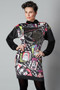 Front of the Fashion Faces Print Dress from Tricotto in the multicolor print