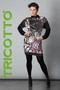 Front of the Fashion Faces Print Dress from Tricotto in the multicolor print