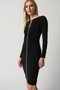 Front of the Silky Knit Dress With Rhinestone Detail from Joseph Ribkoff in the color black