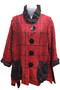 Front of the Grid Print Ruffle Collar Jacket from Moonlight in the colors red and black