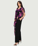 Side of the Asymmetric Chiffon Overlay Jumpsuit from Last Tango in the colors black and orchid