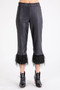 Front of the Broadway Feather Pants from Isle by Melis Kozan in the color black