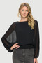 Front of the Chiffon Overlay Batwing Top from Last Tango in the color black