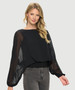 Front of the Chiffon Overlay Batwing Top from Last Tango in the color black