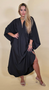 Back of the Diamond Vacay Kaftan Dress from Shawl Dawls in the color black