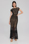 Front of the Embroidered Lace Trumpet Gown from Joseph Ribkoff in the majesty pattern