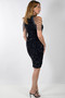 Back of the Halter Sequins Beaded Dress from Frank Lyman in the color navy blue