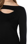 Close up of the Rhinestone Keyhole Sweater from Liverpool Jeans in the color black
