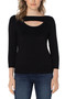 Front of the Rhinestone Keyhole Sweater from Liverpool Jeans in the color black