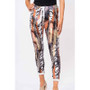 Front of the Animal Print Gold Foil Jeggings from Look Mode in the color black