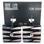 Front of the Silver and Black Zebra Stripe Earrings SKU 25278 from Jeff Lieb