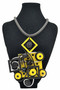 Front of the Yellow and Black Geometric Rubber Necklace SKU 25305 from Jeff Lieb