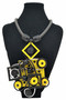 Front of the Yellow and Black Geometric Rubber Necklace SKU 25305 from Jeff Lieb