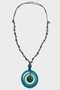 Front of the Teal Beaded Pendant Necklace from Alisha D.