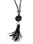 Front of the Black and White Tassel Adjustable Necklace from Alisha D.