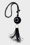 Front of the Black and White Tassel Adjustable Necklace from Alisha D.