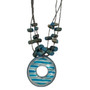 Front of the Blue and Silver Pendant Beaded Necklace from Alisha D.