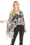 Front of the Florence Print 7-Way Scarf Shawl from Kokomo in the color black