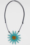 Front of the Teal Flower Adjustable Statement Necklace from Sylca Designs