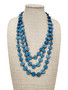 Front of the Denim Blue Jacey Triple Strand Necklace from Sylca Designs