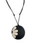 Front of the Black He Loves Me Flower Pendant Necklace from Sylca Designs