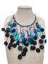 Front of the Black and Blue Tassel Statement Necklace from Alisha D.