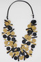 Front of the Yellow and Black Triple Strand Necklace from Sylca Designs