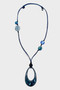 Front of the Blue Oval Pendant Adjustable Necklace from Alisha D.