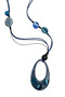 Front of the Blue Oval Pendant Adjustable Necklace from Alisha D.