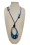 Front of the Blue Oval Pendant Adjustable Necklace from Alisha D.