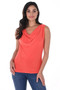 Front of the Draped Neck Top from Frank Lyman in the color orange