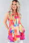 Front of the Half Zip Color-block Tunic with Pockets from Michael Tyler in the multicolor print