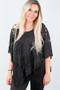 Front of the Leaf Print Chiffon Overlay Top from Michael Tyler in the color black