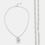 Front of the Silver Textured Eye Medallion Chain Necklace from OMG Blings