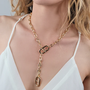 Model wearing the Gold Mariner Chain Necklace from OMG Blings