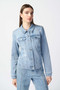 Front of the Rhinestone Studded Jean Jacket from Joseph Ribkoff in the color light blue