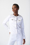 Front of the Embellished Pockets Denim Jacket from Joseph Ribkoff in the color vanilla