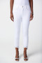 Front of the Embellished Frayed Hem Cropped Jeans from Joseph Ribkoff in the color white