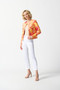 Front of the Foiled Suede Floral Print Fitted Jacket from Joseph Ribkoff in the multicolor print