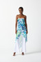 Front of the Silky Knit Tropical Print Jumpsuit from Joseph Ribkoff in the colors white blue and green