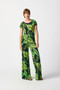 Front of the Leaf Print Silky Knit Top from Joseph Ribkoff in the colors black / multi