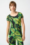 Front of the Leaf Print Silky Knit Top from Joseph Ribkoff in the colors black / multi