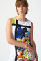 Front of the Abstract Print Silky Knit Sheath Dress from Joseph Ribkoff in the colors vanilla and multi