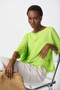 Front of the Soft Knit Poncho with Fringes from Joseph Ribkoff in the color Key Lime