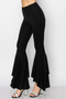 Side of the Swirl Ruffle Bell Bottom Leggings from Vocal in the color black