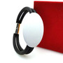 Front of the Black Neoprene & Silver Aluminum Oval Bracelet from Laurent Scott