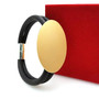 Front of the Black Neoprene & Gold Aluminum Oval Bracelet from Laurent Scott