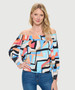 Front of the Printed Elastic Off The Shoulder Top from Last Tango in the multicolor print