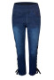 Front of the Corset Side Tie Pull-On Jeans from Ethyl in the color blue