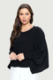 Front of the High-Low Batwing Top with Arm Cuffs from Last Tango in the color black